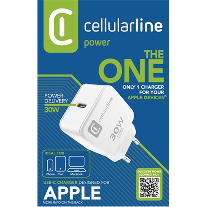 KUĆNI PUNJAČ IPHONE USB-C 30W CELLULAR LINE